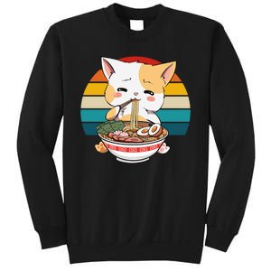 Kawaii Ramen Cat Retro Sunset Sweatshirt