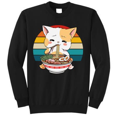 Kawaii Ramen Cat Retro Sunset Sweatshirt