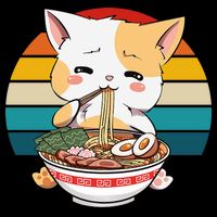 Kawaii Ramen Cat Retro Sunset Impact Tech Backpack