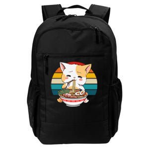 Kawaii Ramen Cat Retro Sunset Daily Commute Backpack