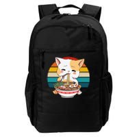 Kawaii Ramen Cat Retro Sunset Daily Commute Backpack