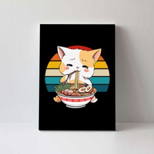 Kawaii Ramen Cat Retro Sunset Canvas