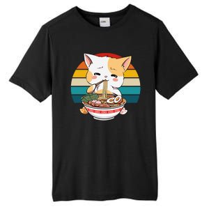 Kawaii Ramen Cat Retro Sunset Tall Fusion ChromaSoft Performance T-Shirt