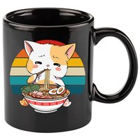 Kawaii Ramen Cat Retro Sunset 11oz C Handle Ceramic Mug