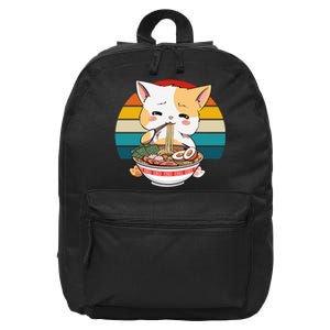 Kawaii Ramen Cat Retro Sunset 16 in Basic Backpack