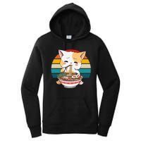 Kawaii Ramen Cat Retro Sunset Women's Pullover Hoodie