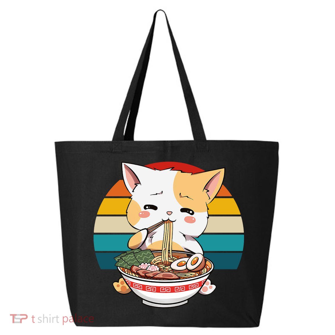 Kawaii Ramen Cat Retro Sunset 25L Jumbo Tote