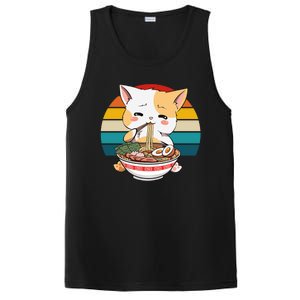 Kawaii Ramen Cat Retro Sunset PosiCharge Competitor Tank