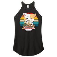 Kawaii Ramen Cat Retro Sunset Women's Perfect Tri Rocker Tank