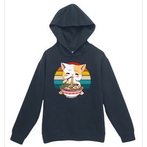 Kawaii Ramen Cat Retro Sunset Urban Pullover Hoodie