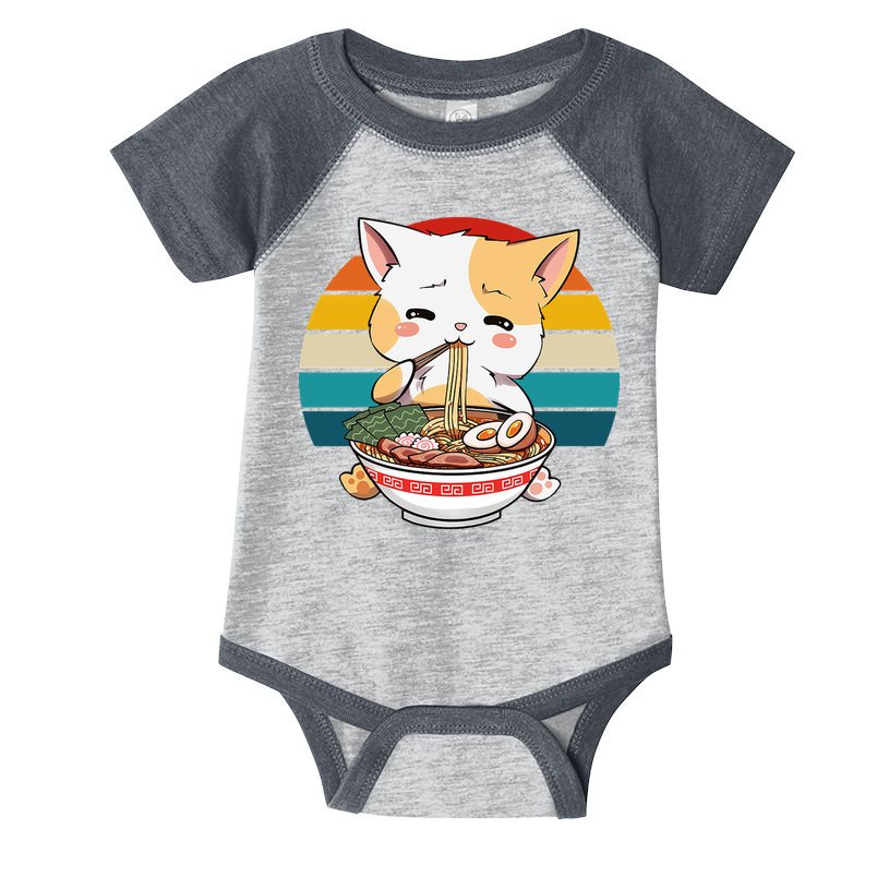 Kawaii Ramen Cat Retro Sunset Infant Baby Jersey Bodysuit
