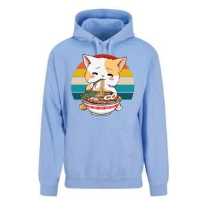 Kawaii Ramen Cat Retro Sunset Unisex Surf Hoodie