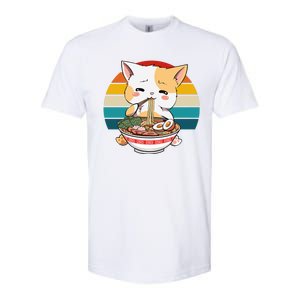 Kawaii Ramen Cat Retro Sunset Softstyle CVC T-Shirt