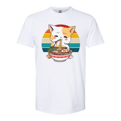 Kawaii Ramen Cat Retro Sunset Softstyle® CVC T-Shirt