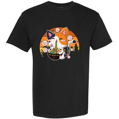 Kawaii Ra Cat Anime Japanese Neko Noodle Funny Vintage Garment-Dyed Heavyweight T-Shirt