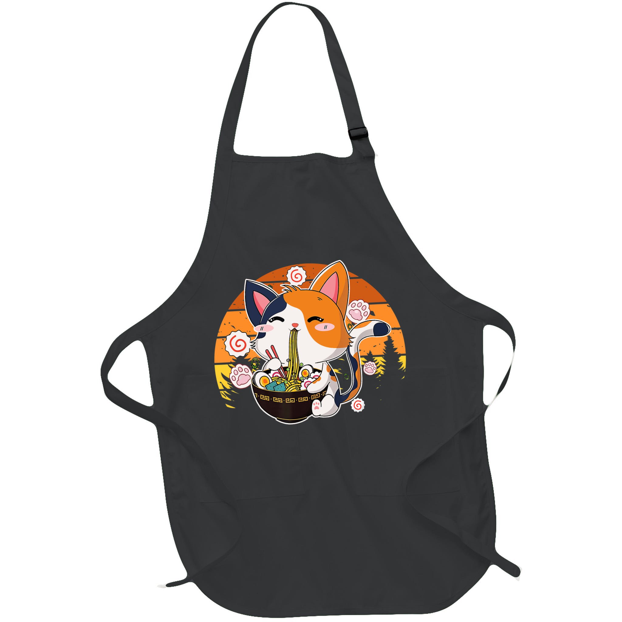 Kawaii Ra Cat Anime Japanese Neko Noodle Funny Vintage Apron