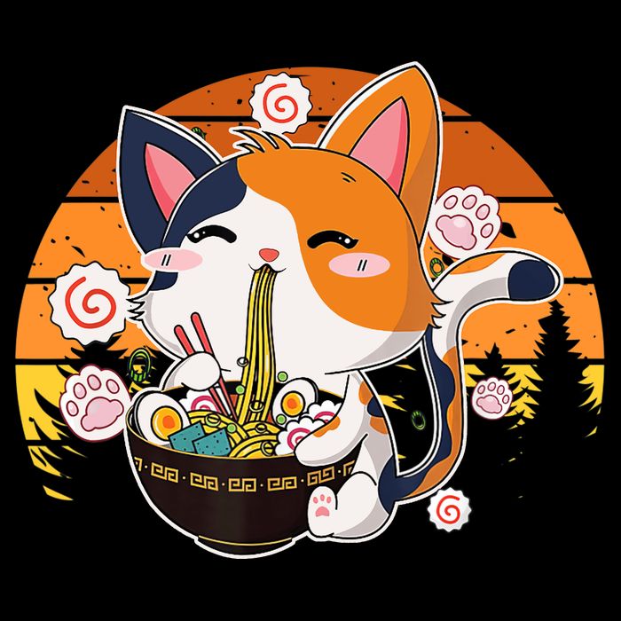 Kawaii Ra Cat Anime Japanese Neko Noodle Funny Vintage Sweatshirt