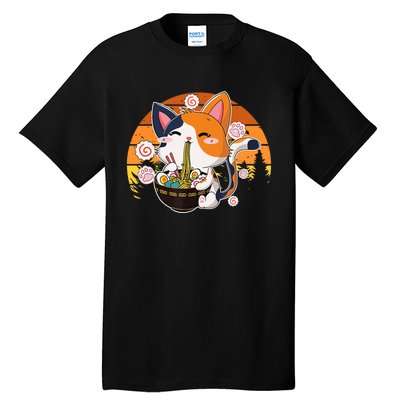 Kawaii Ra Cat Anime Japanese Neko Noodle Funny Vintage Tall T-Shirt