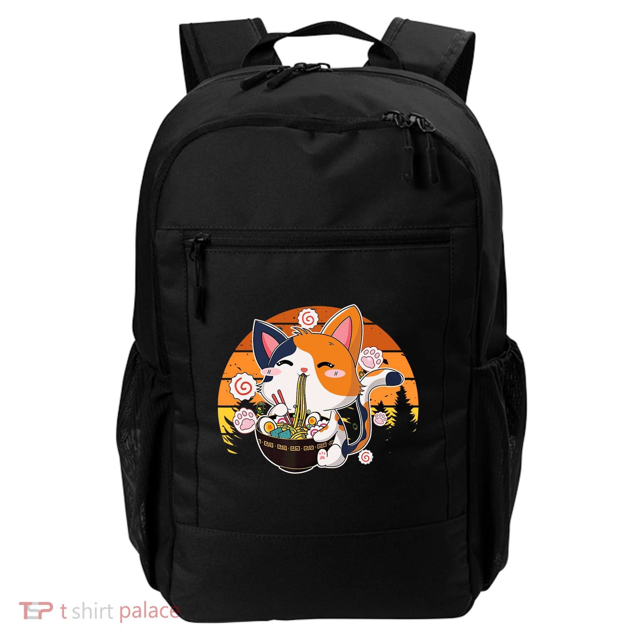 Kawaii Ra Cat Anime Japanese Neko Noodle Funny Vintage Backpack