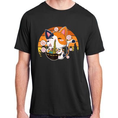 Kawaii Ra Cat Anime Japanese Neko Noodle Funny Vintage Adult ChromaSoft Performance T-Shirt