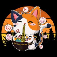 Kawaii Ra Cat Anime Japanese Neko Noodle Funny Vintage Bag
