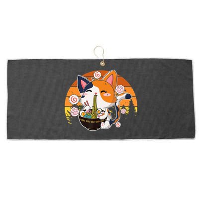 Kawaii Ra Cat Anime Japanese Neko Noodle Funny Vintage Large Microfiber Waffle Golf Towel