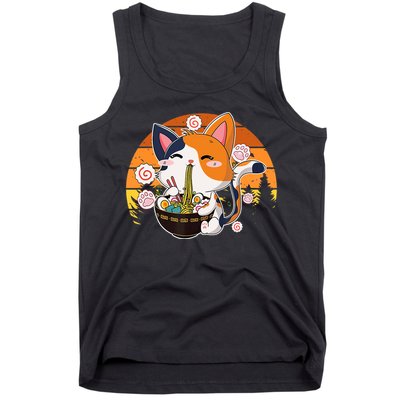 Kawaii Ra Cat Anime Japanese Neko Noodle Funny Vintage Tank Top