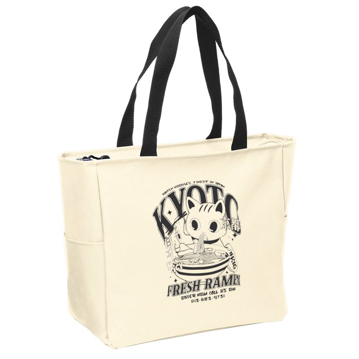 Kyoto Ramen Cat Zip Tote Bag