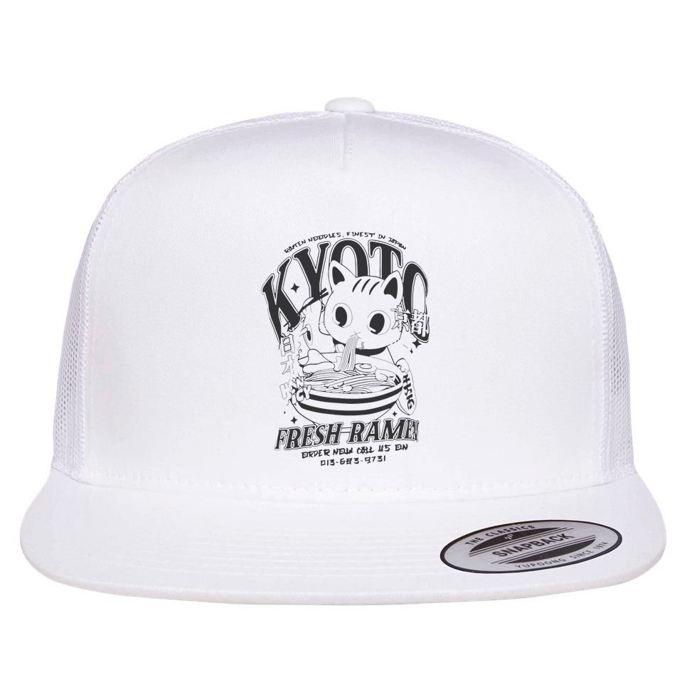 Kyoto Ramen Cat Flat Bill Trucker Hat