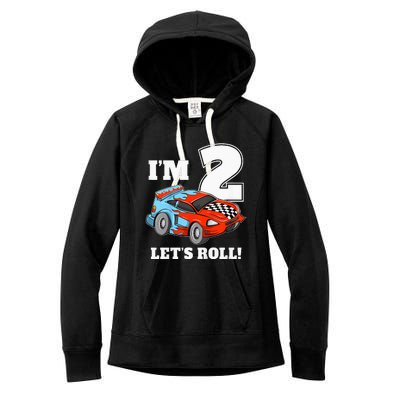 Kids Race Car 2nd Birthday Boy 2 Two Racing Car Driver Women's Fleece Hoodie