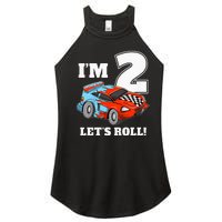 Kids Race Car 2nd Birthday Boy 2 Two Racing Car Driver Women’s Perfect Tri Rocker Tank