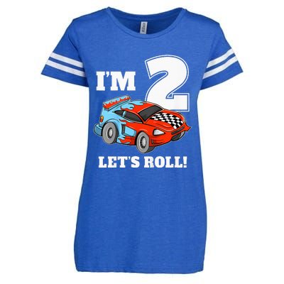 Kids Race Car 2nd Birthday Boy 2 Two Racing Car Driver Enza Ladies Jersey Football T-Shirt