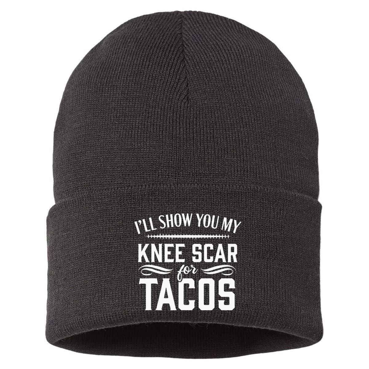 Knee Replacement Funny Tacos Surgery Recovery Gift Sustainable Knit Beanie