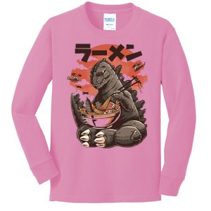 Kaiju's Ramen Sea Monster Kids Long Sleeve Shirt