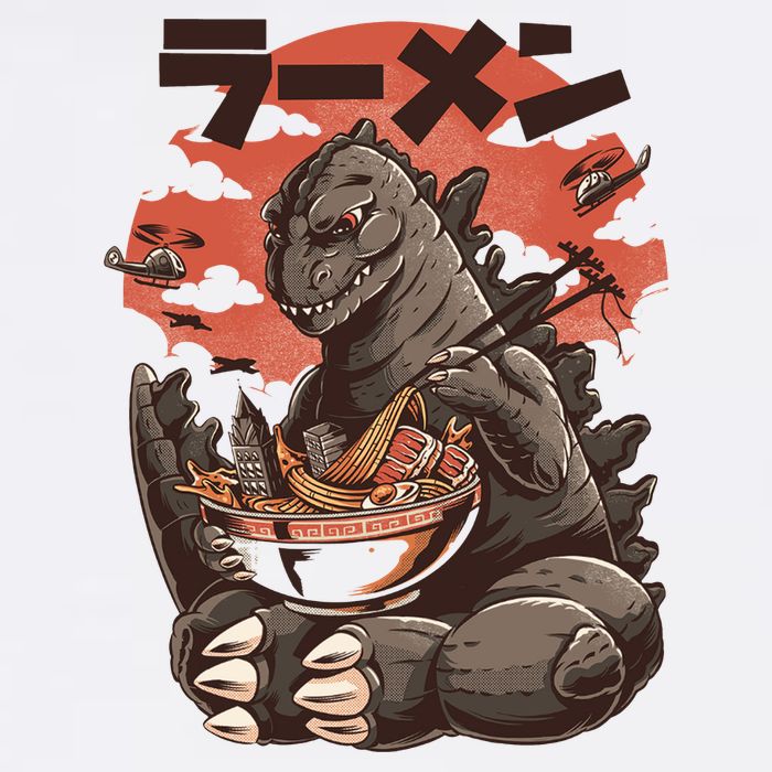 Kaiju's Ramen Sea Monster Garment-Dyed Fleece Hoodie