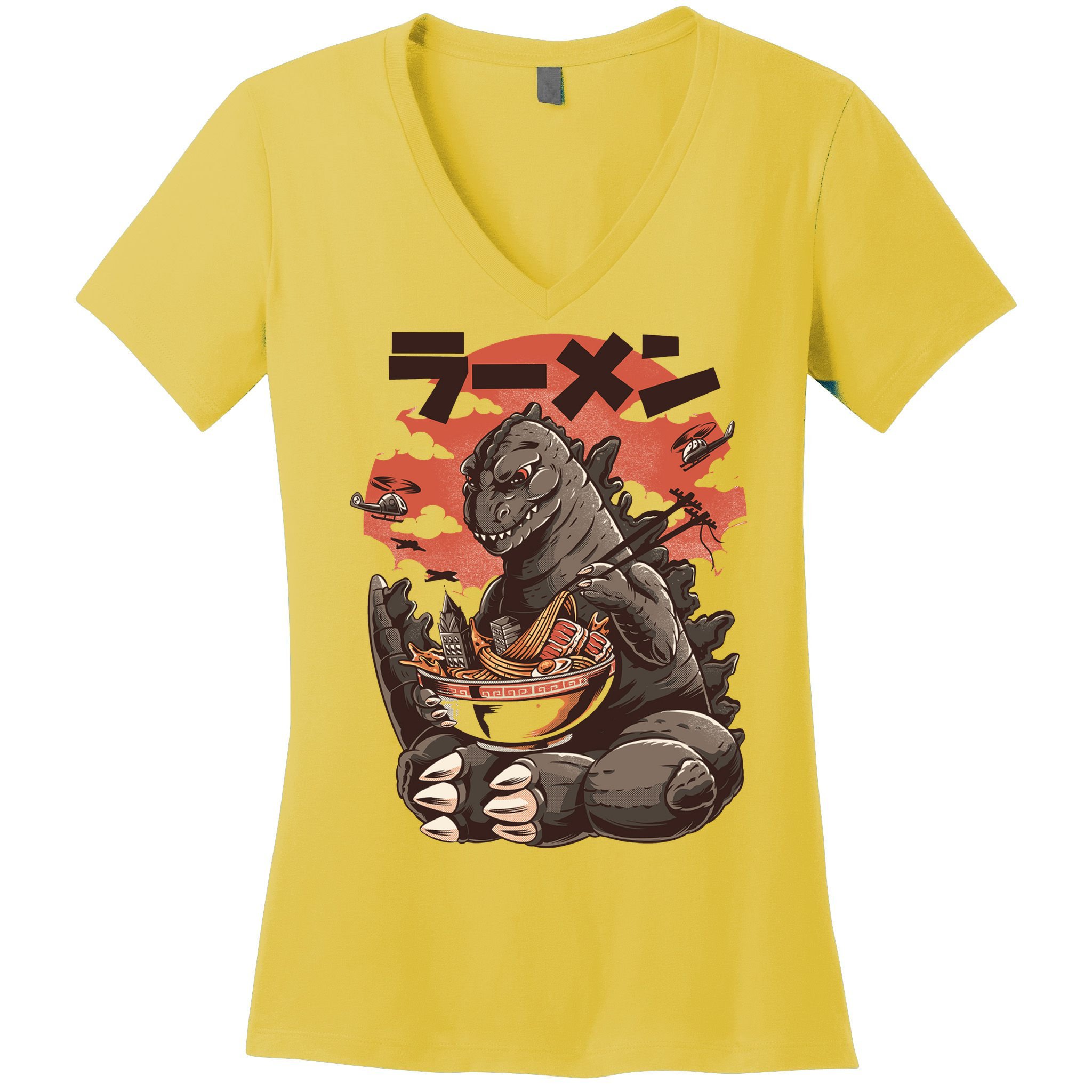 Kaiju's Ramen Sea Monster Women's V-Neck T-Shirt
