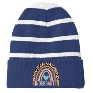 Kindergarten Rainbow Girl Boy Teacher Team Kinder Squad Striped Beanie with Solid Band