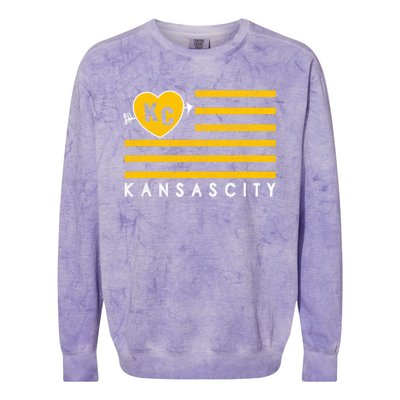 Kc Red Heart & Arrow 2 Letter Kc Kansas City Kc Love Kc Red Colorblast Crewneck Sweatshirt