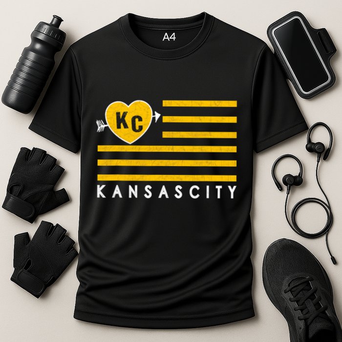 Kc Red Heart & Arrow 2 Letter Kc Kansas City Kc Love Kc Red Cooling Performance Crew T-Shirt