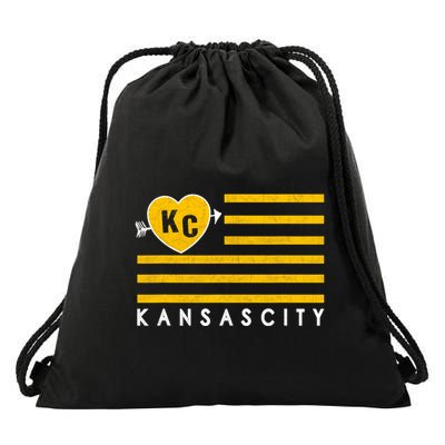 Kc Red Heart & Arrow 2 Letter Kc Kansas City Kc Love Kc Red Drawstring Bag