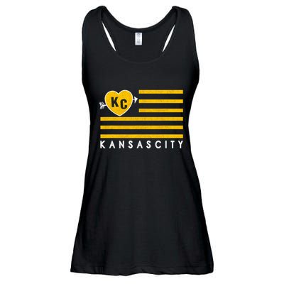 Kc Red Heart & Arrow 2 Letter Kc Kansas City Kc Love Kc Red Ladies Essential Flowy Tank
