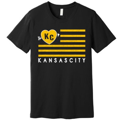 Kc Red Heart & Arrow 2 Letter Kc Kansas City Kc Love Kc Red Premium T-Shirt