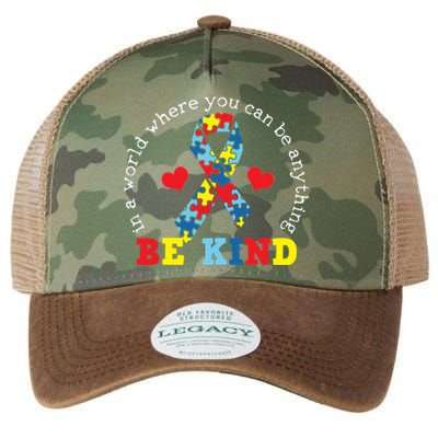 Kindness Ribbon Heart For Autism Awareness Legacy Tie Dye Trucker Hat