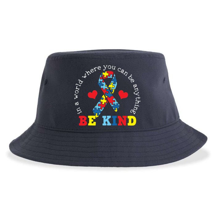 Kindness Ribbon Heart For Autism Awareness Sustainable Bucket Hat