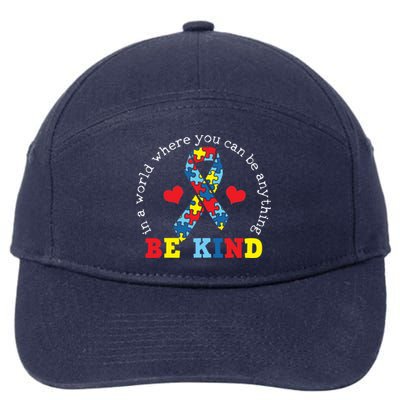 Kindness Ribbon Heart For Autism Awareness 7-Panel Snapback Hat