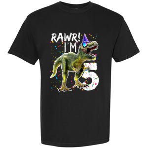 K.i.d.s Rawr I'm 5 5th Birthday Party T Rex Dinosaur Gift for b.o.y.s Garment-Dyed Heavyweight T-Shirt