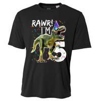 K.i.d.s Rawr I'm 5 5th Birthday Party T Rex Dinosaur Gift for b.o.y.s Cooling Performance Crew T-Shirt