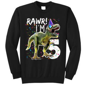 K.i.d.s Rawr I'm 5 5th Birthday Party T Rex Dinosaur Gift for b.o.y.s Sweatshirt