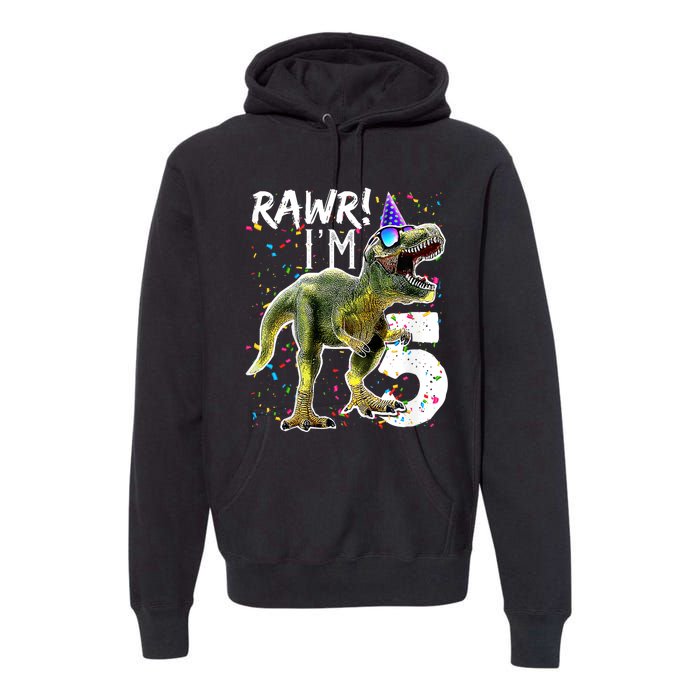 K.i.d.s Rawr I'm 5 5th Birthday Party T Rex Dinosaur Gift for b.o.y.s Premium Hoodie