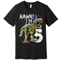 K.i.d.s Rawr I'm 5 5th Birthday Party T Rex Dinosaur Gift for b.o.y.s Premium T-Shirt